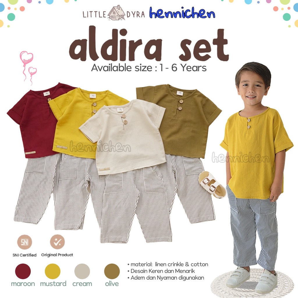 LITTLEDYRA ALDIRA SET SETELAN BAJU KOKO ANAK LAKI-LAKI BAJU LEBARAN ANAK LAKI-LAKI 1-6 TAHUN