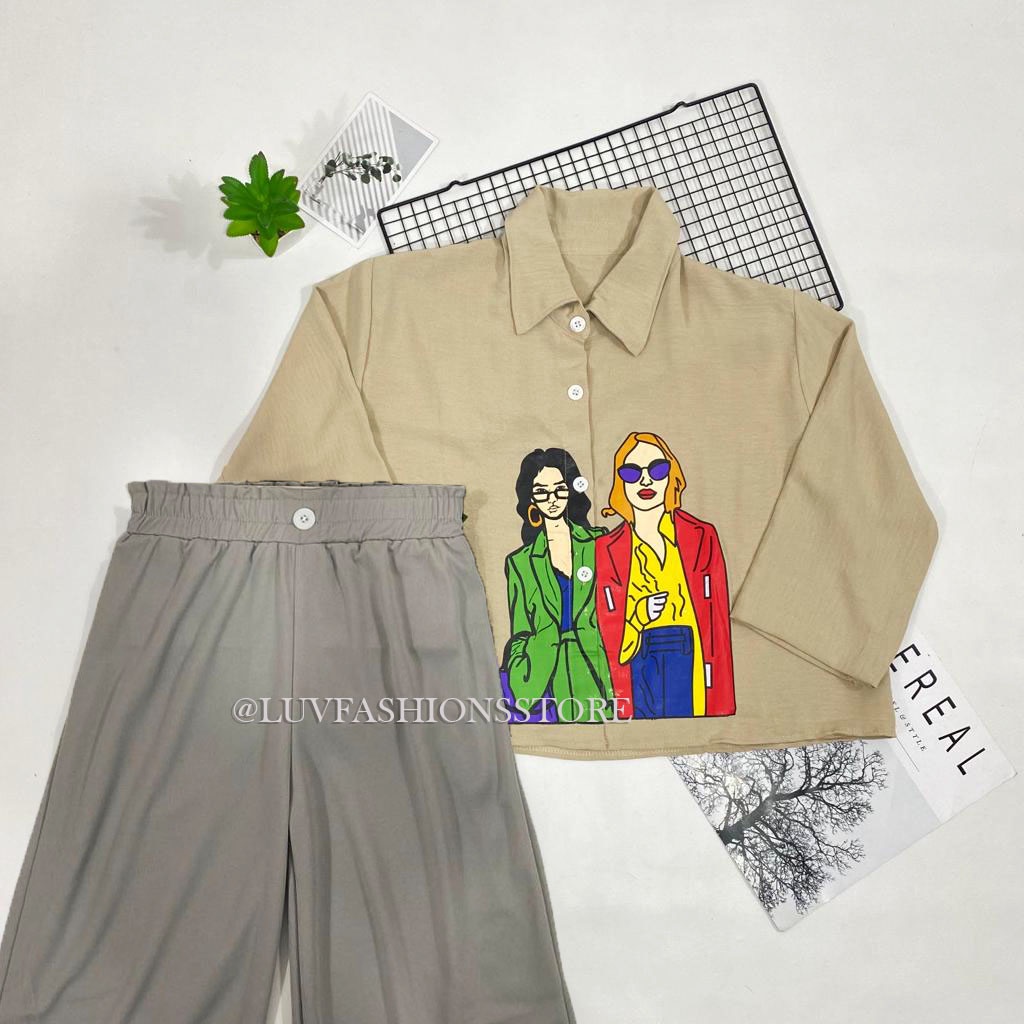 IL - SETELAN WANITA ORIZA CROP CRINCLE AIRFLOW / ONE SET WANITA KEKINIAN MOTIF SABLON