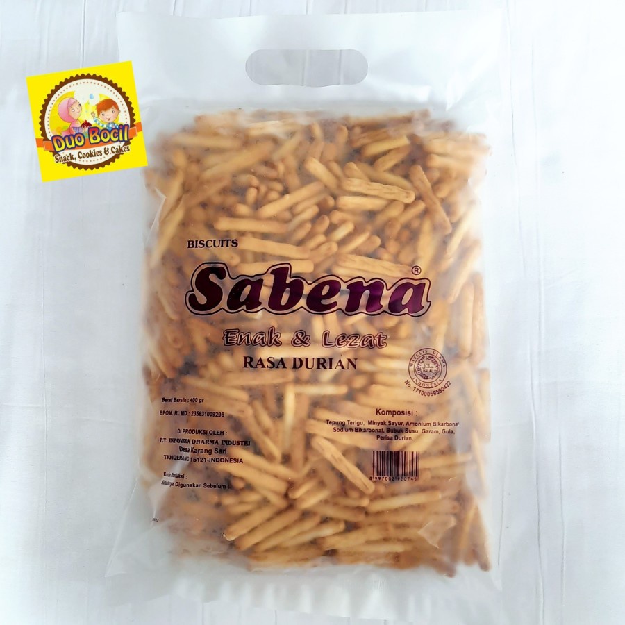 

Biskuit Sabena rasa DURIAN 400 Gram - Duo Bocil Snack