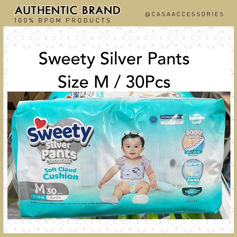 SWEETY Silver Pants Popok Celana Size M30 M 30