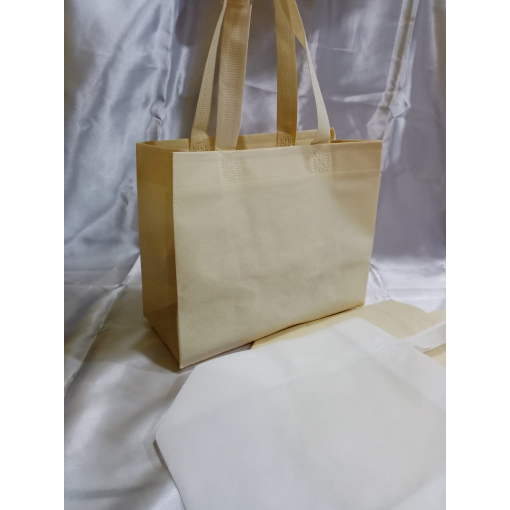 

RK Tas Spunbond Handle Box Model Landscape uk 27x22x12 harga PER LUSIN / Goodie Bag / Tas kain POLOS