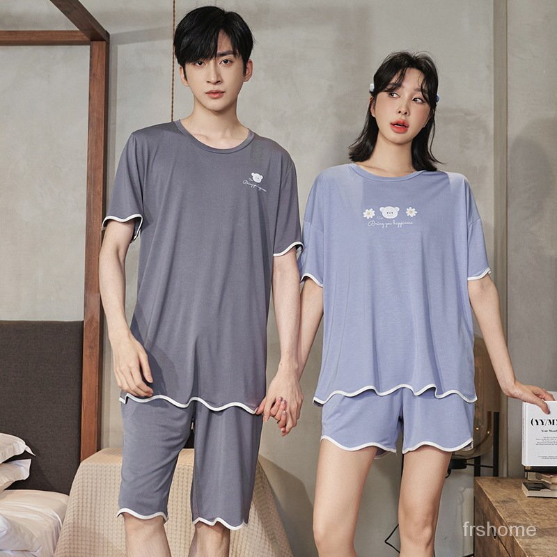 PIYAMA KOREA Kenyamanan rumah lengan pendek dan celana pendek set piyama pasangan/baju tidur import