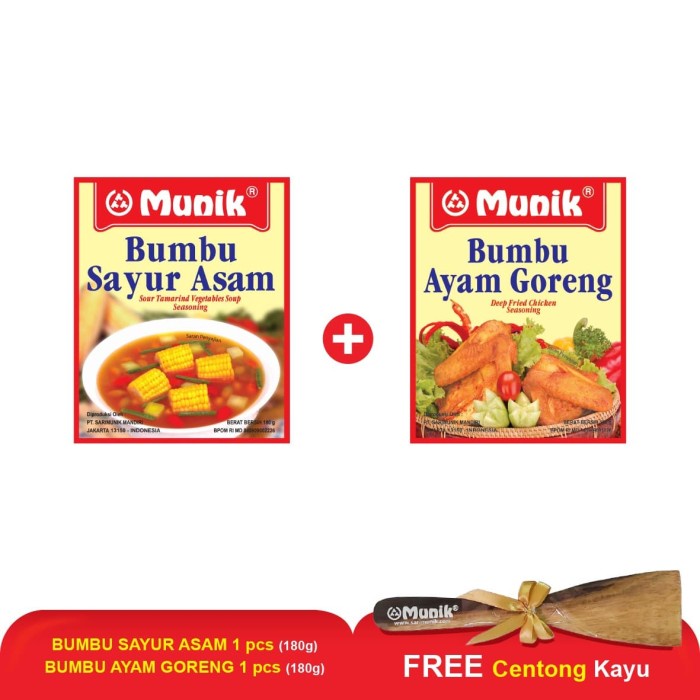 

[Bisa COD] Munik Paket Bumbu Sayur Asam & Ayam Goreng bundling 2pc Free Centong