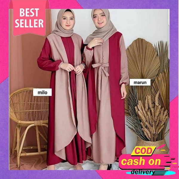 Set Gamis Syari Lessty Amber Original Myzta Inaya Fashion Dress Baju Busana Muslim Wanita Dewasa Bus