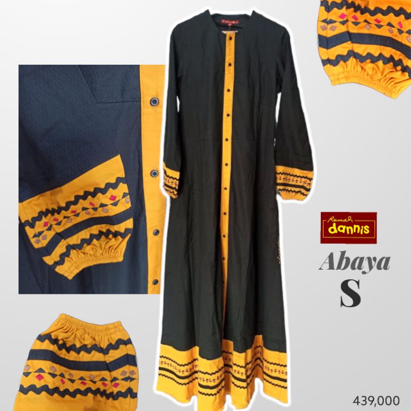 DANNIS Abaya S Gamis Ibu [BLACK YELLOW] Dewasa Katun premium colorful diskon Danis/Gamis Dannis/Abay
