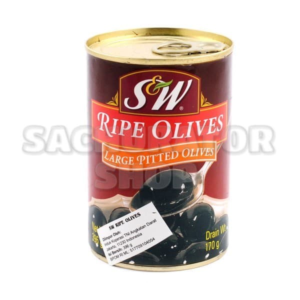

BUAH ZAITUN OLIVES KALENG S&W S & W SW RIPE OLIVES LARGE PITTED OLIVES