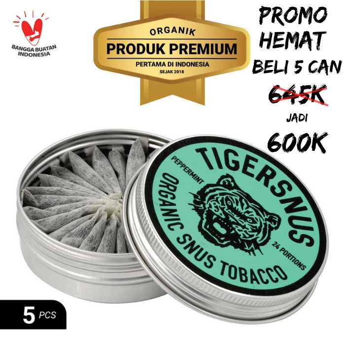 

TIGER SNUS PROMO HEMAT 5 CAN PEPPERMINT