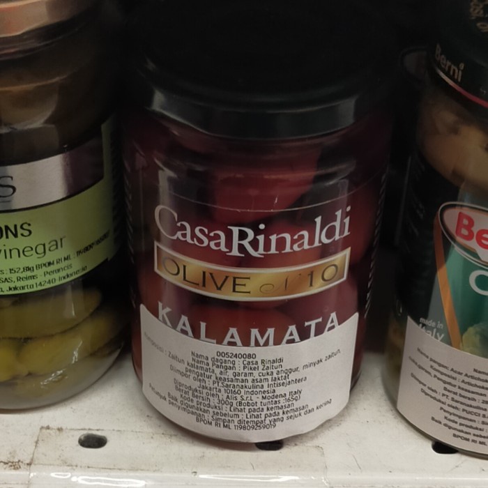 

CASARINALDI OLIVE KALAMATA ZAITUN PICKLED PICKLE ACAR 300GR JAR