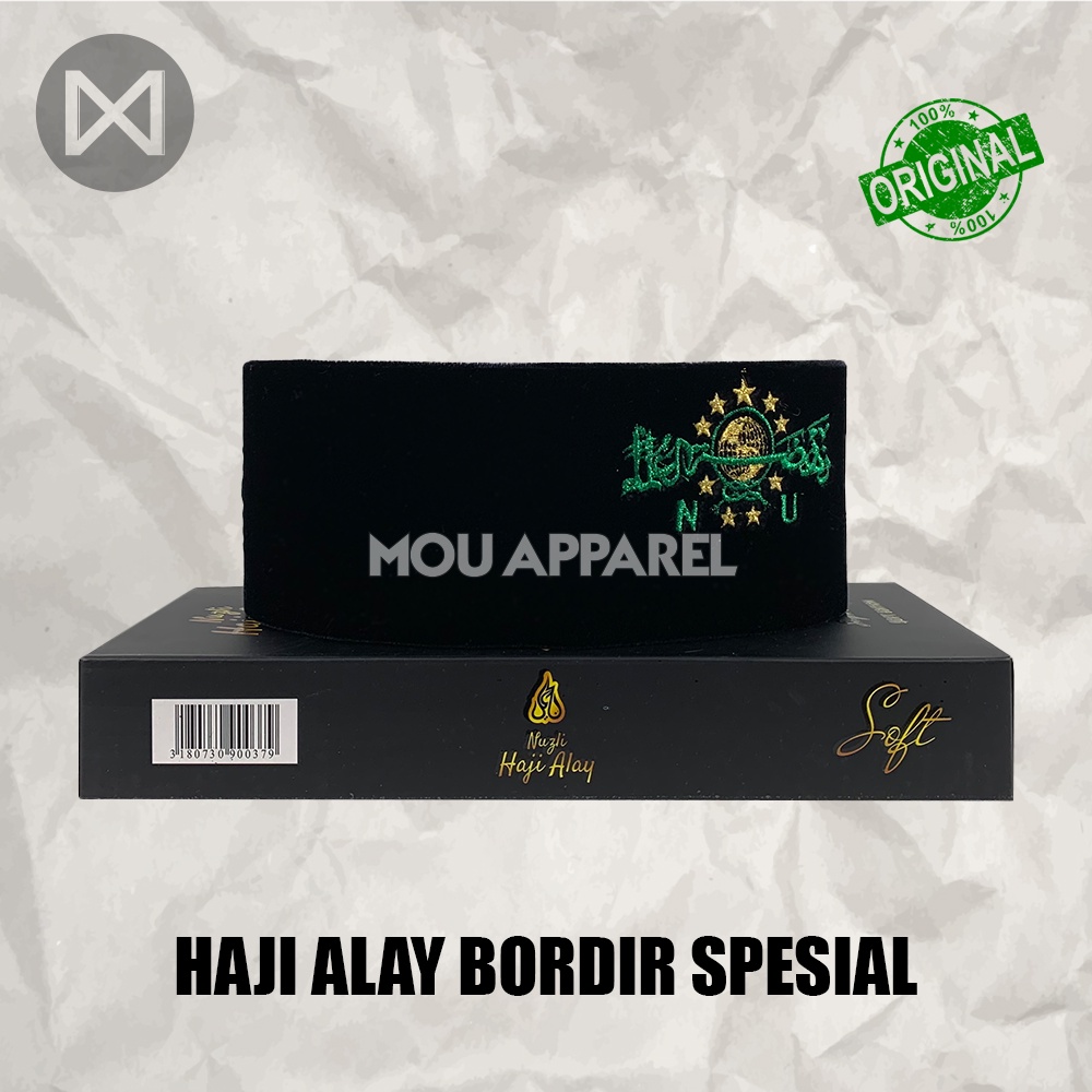 Songkok Premium HAJI ALAY BORDIR SPESIAL AC Tinggi 9 Peci Sholat Pria Dewasa Hitam Full Motif Batik NU Kopiah Shalat Anak Santri Laki Kopyah Solat Pesantren Nasional Beludru Ukuran Jumbo Kopeah Bulat Batok Bludru Putih Pendek Karakter Nama Ori Original 8