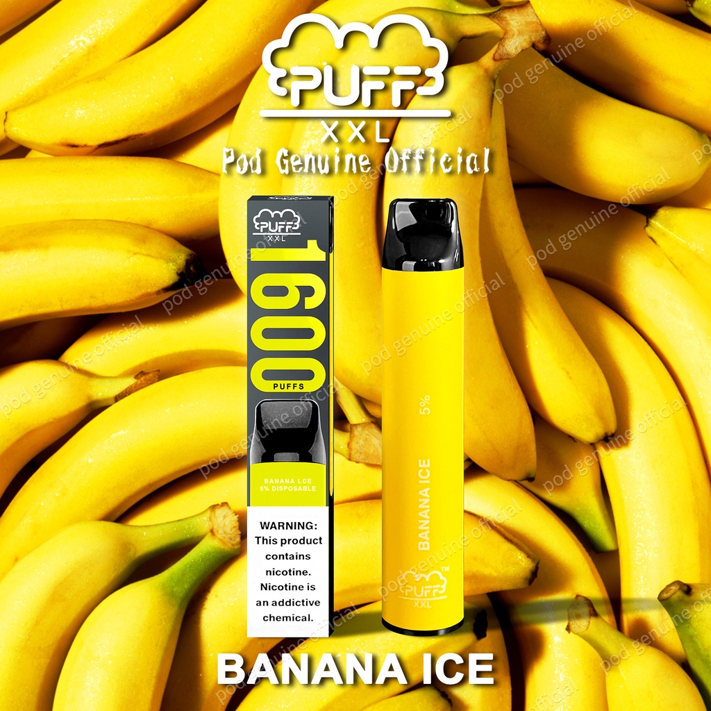【PUFF】1600 puff/banana ICE/Vapoor pod/Vapee sekali/100% Original/pakai(Disposable) Wanita/Liquid Kapasitas besar