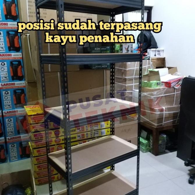 Kenmaster Rak 5 Susun Besi 750 Kg Tanpa Baut - Rak 5 Susun Plus Kayu