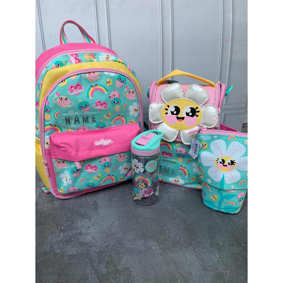 SMIGGLE MOVIN JUNIOR SET BACKPACK FLOWERS NAME - SET TAS SMIGGLE