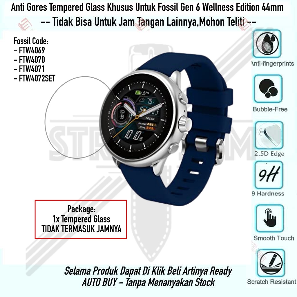 Anti Gores Untuk F0ssil Gen 6 Wellness Edition 44mm - Bahan Kaca Tempered Glass