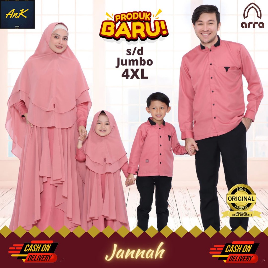 Sarimbit Keluarga 2023 Lebaran Arra Jannah Peach Baju Couple Keluarga Lebaran 2023