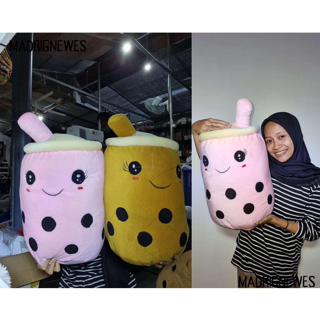Boneka milk Boba Bantal Boba XL Jumbo Ukuran Galon / Boneka Bantal Boba Milk Tea Brown Sugar Ukuran 