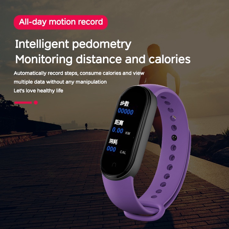 YUN Mall M5 Jam Digital Waterproof Olahraga Android dan iPhone Fitur Lengkap Smartband smart band5 Mi heart rate blood pressure fitness tracker fashion Play Music Custom Dial Smartband terhubung untuk iphone xiaomi samsung