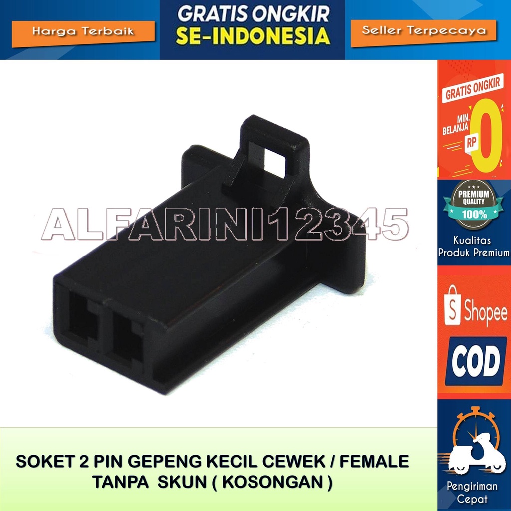 Soket Kabel gepeng 2 Pin kecil Cewe Female Original Tanpa Skun Warna Hitam Bahan NylonTahan Panas Bu
