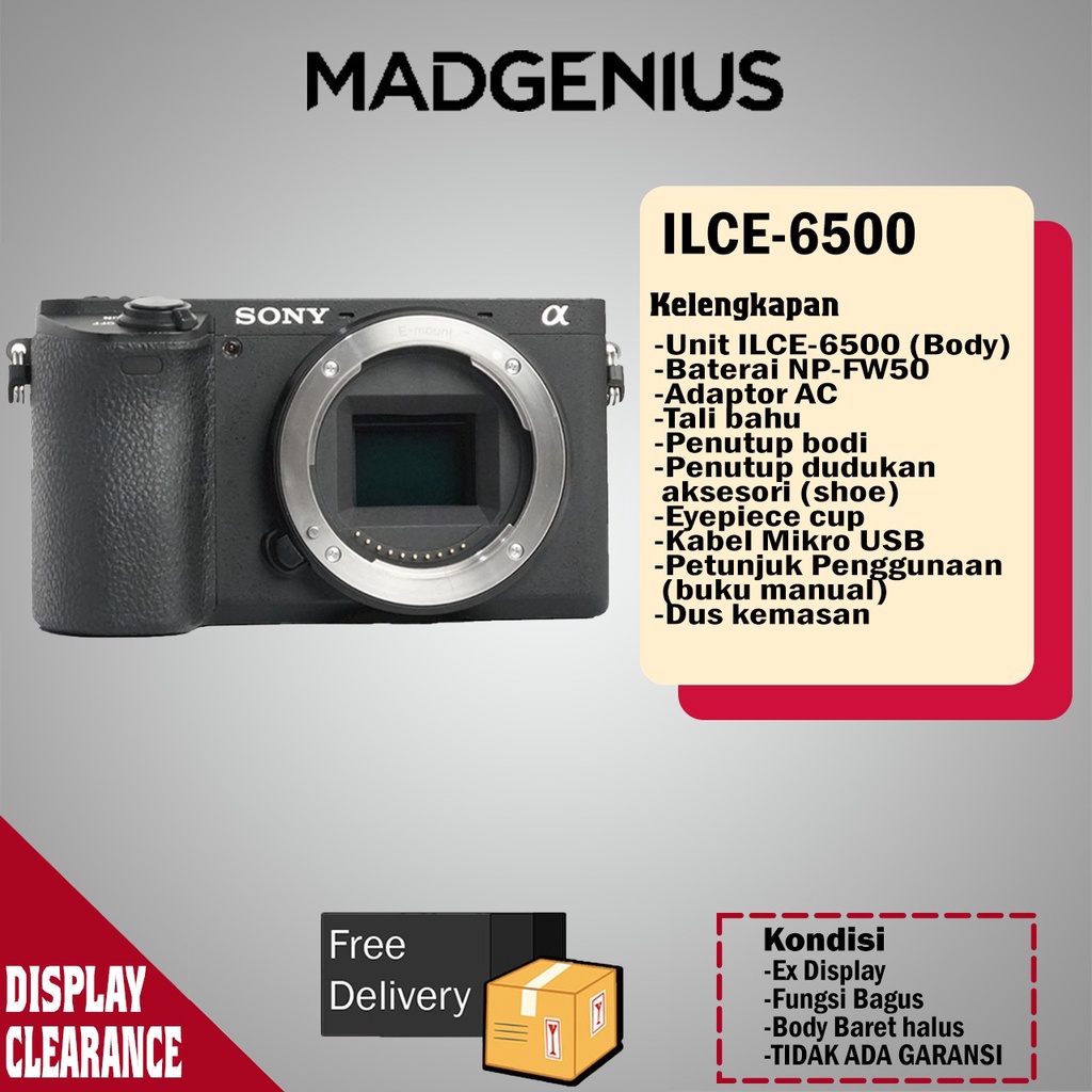 SONY ILCE-6500 / Kamera Mirrorless Alpha A6500 Body Only - BARANG CLEARENCE, EX DISPLAY, TIDAK ADA G
