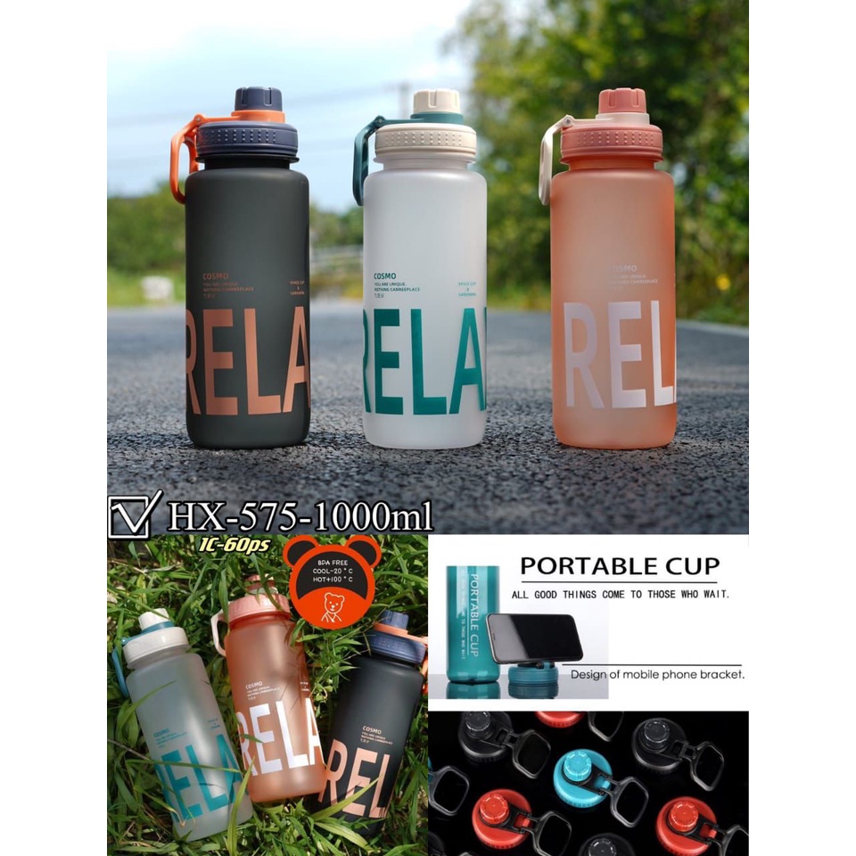 botol air minum tritan 1 satu liter tempat air minum sport BPA free design milenial