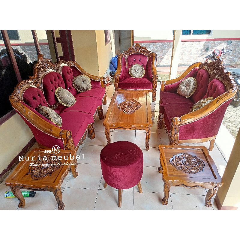 sofa tamu Ganesa kerang jati jepara