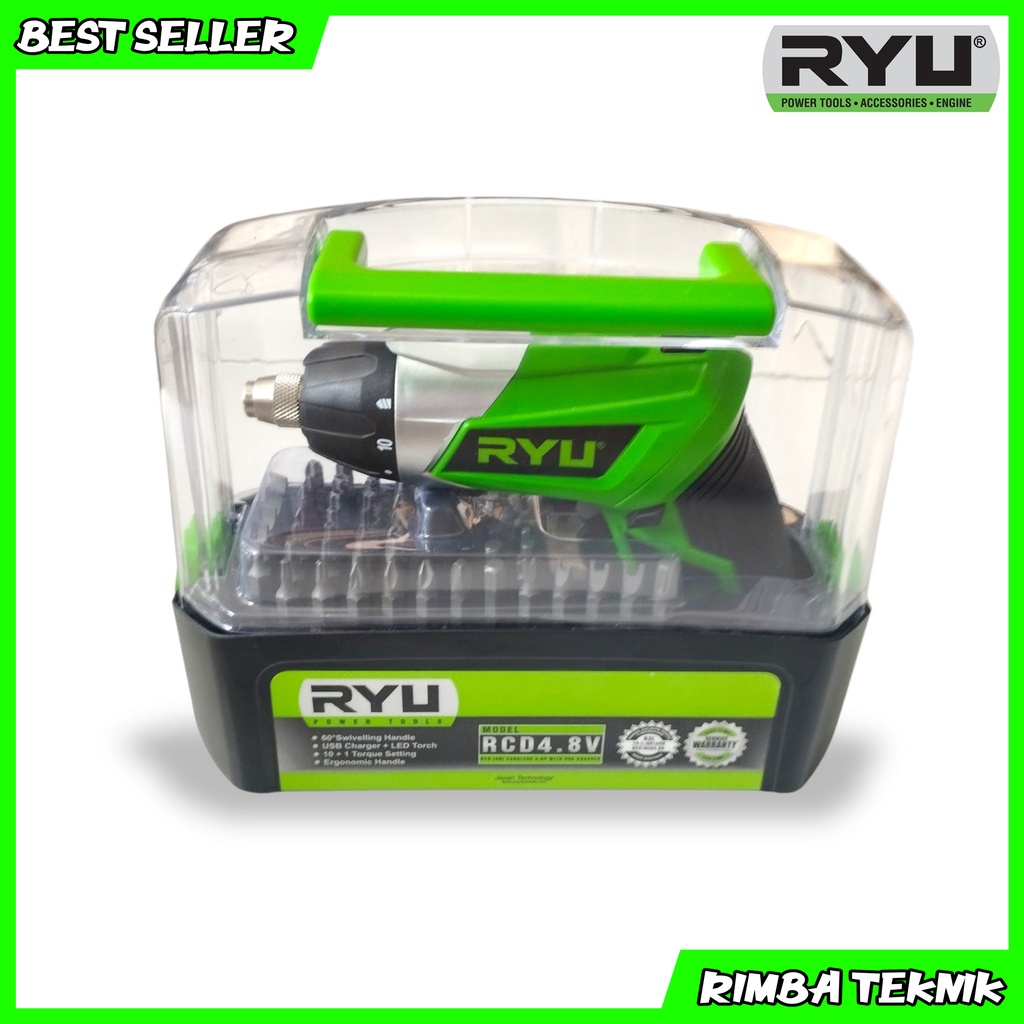 RYU cordless screwdriver 4.8v mesin bor mini 2 fungsi free aksesoris