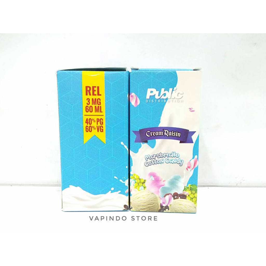 CREAM RAISIN V3 MARSHMALLOW COTTON CANDY 60ML 3MG BY PUBLIC