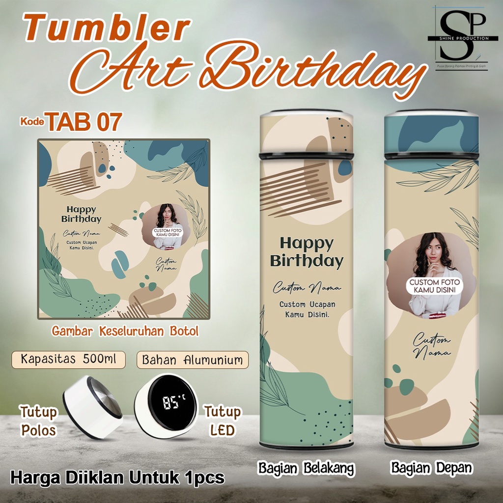 Tumbler Birthday Gift Botol Minum Ulang Tahun Custom Foto Nama