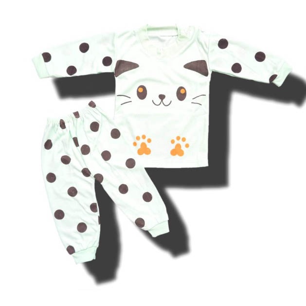 [Y 05] Setelan Baju Bayi Panjang Kancing Pundak usia 6-12 bln