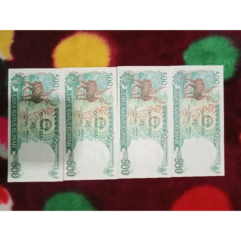 4 lembar urut 500 rupiah rusa 1988