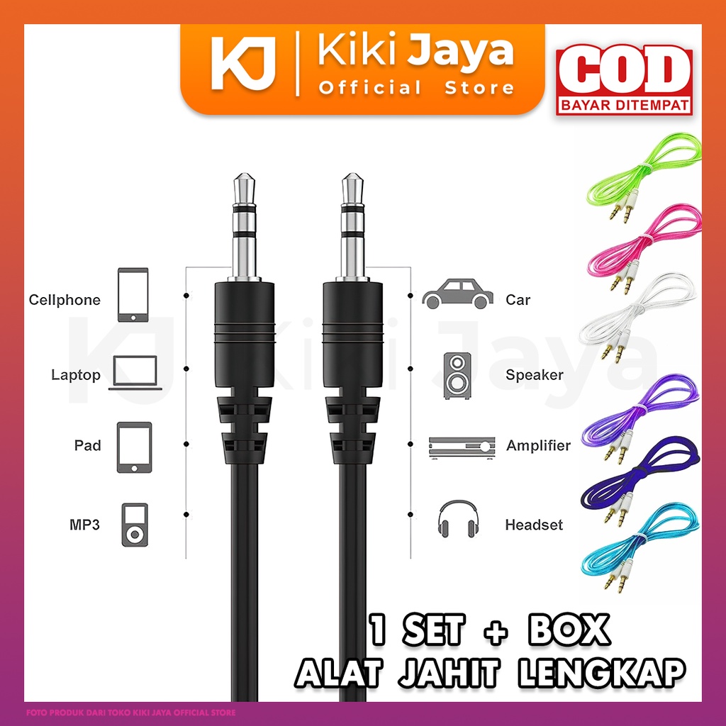 [KIKI] Kabel Audio AUX - Jack 3.5mm - Panjang 1 Meter Jek 1m 100 cm 100cm untuk HP Handphone Android