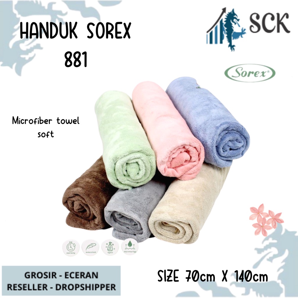 Handuk Sorex 881 Premium / Handuk Mandi Dewasa Microfiber 140cmx70cm / Perlengkapan Mandi