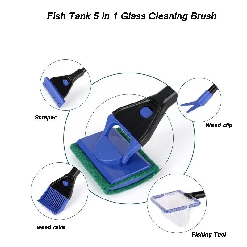 Alat Pembersih Akuarium Ikan Set 5 in 1 Set Pembersih Aquarium Ikan Set Tools Cleaning Brush