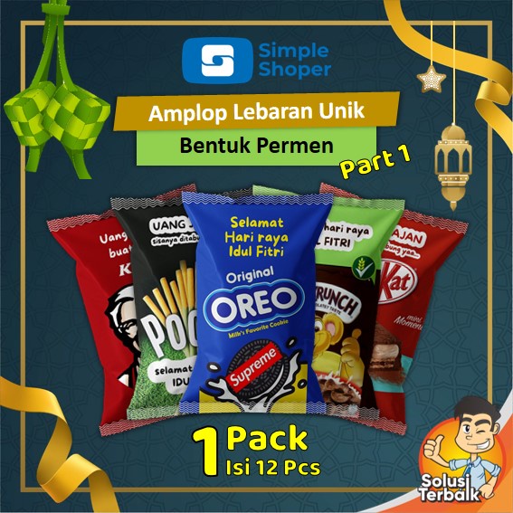 

[1Pack Isi 12 Pcs] Amplop Lebaran Unik Bentuk Permen - Part 1