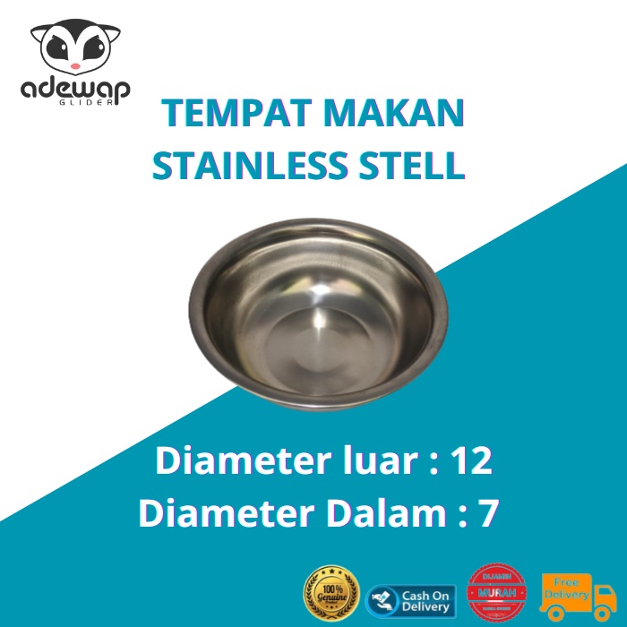 ADEWAP GLIDER Tempat Makan Stainless Steel Sugar Glider
