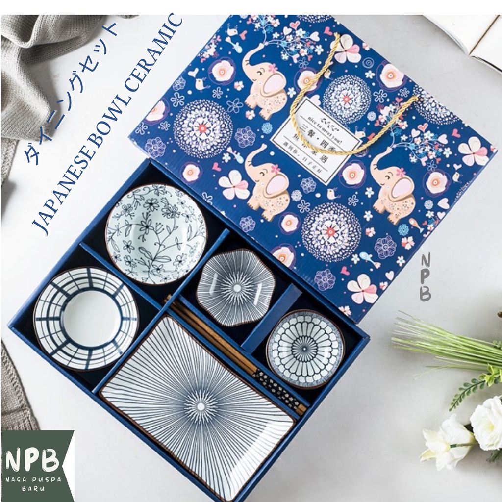 JAPANESE BOWL CERAMIC GIFT SET - SET HAMPERS MANGKUK PIRING KERAMIK - SET MANGKUK PIRING