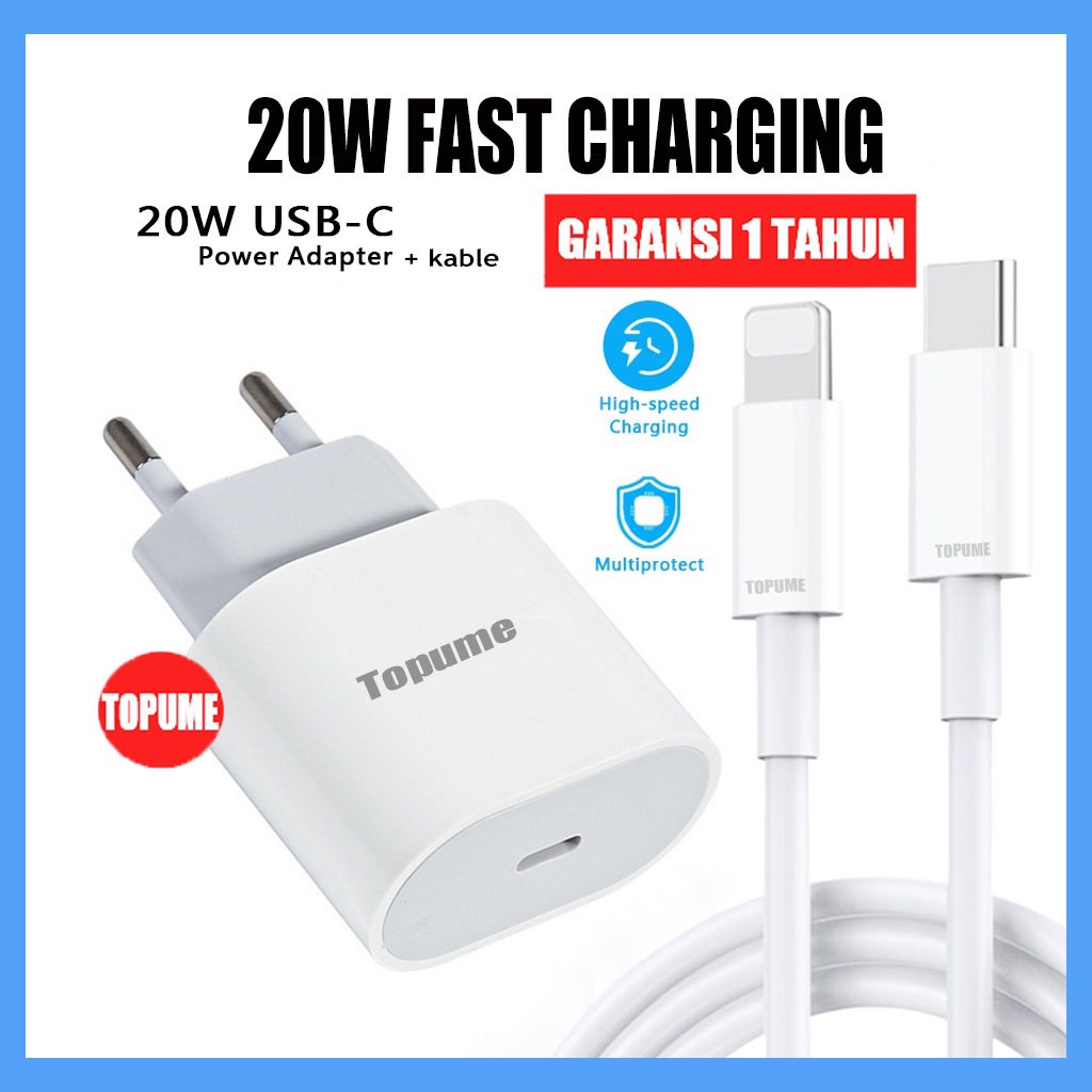 CHARGER 20W FAST CHARGING USB C 20W [GARANSI] - 1 Paket Charger 20W + USB C Kabel 20W - 20W Adaptor CHARGER 20W Fast Charging CHARGER IPH0NE 20w FAST CHARGING 1 SET