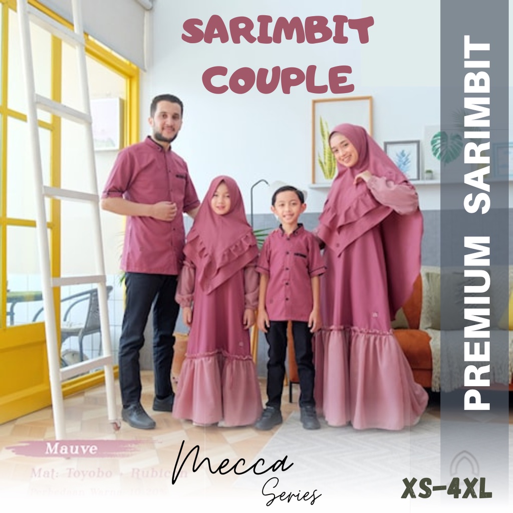 Sarimbit Keluarga 2023 Premium Gamis Couple Keluarga Pasangan  Series Mecca Pink Mauve Sarimbit Kelu