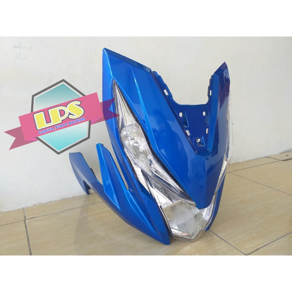 Tameng Body Depan + Reflektor dan SEN Lampu Depan Beat New ESP 2016-2019 / BEAT ECO / BEAT STREET Warna Biru Termurah