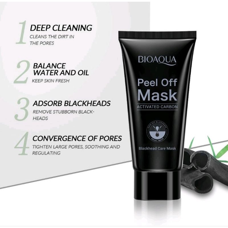 BIOAQUA Peel Off Mask Blackhead Care Tube 60gr | Charcoal | Masker Komedo | BPOM