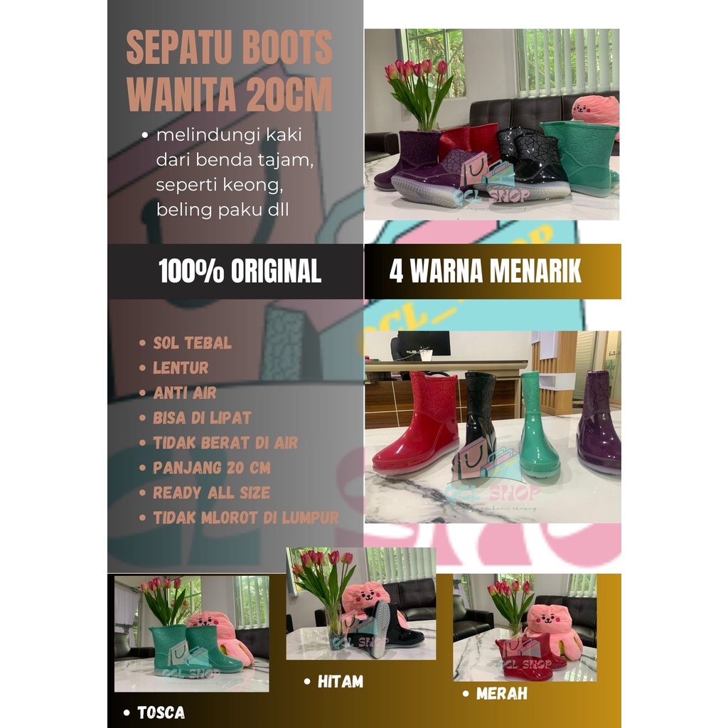 SEPATU BOOTS WANITA KARET ANTI AIR