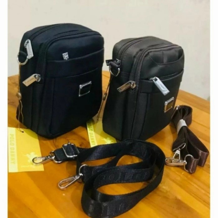 2 IN 1- TAS POLO DANNY/SLEMPANG-PINGGANG UKURAN KECIL(S).HITAM-COKLAT.