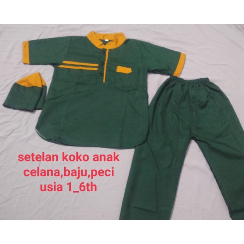 setelan baju koko anak usia 1-6 th. (celana baju peci)