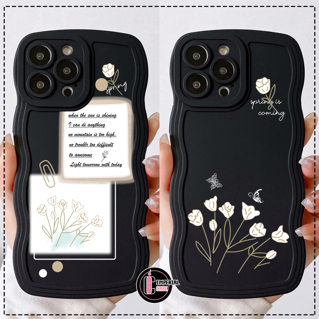 CUSTOM SOFTCASE SILIKON GELOMBANG WAVY CUSTOM WHITE FLOWER FOR VIVO Y12 Y16 Y12S Y20 Y21S Y91 Y91C V
