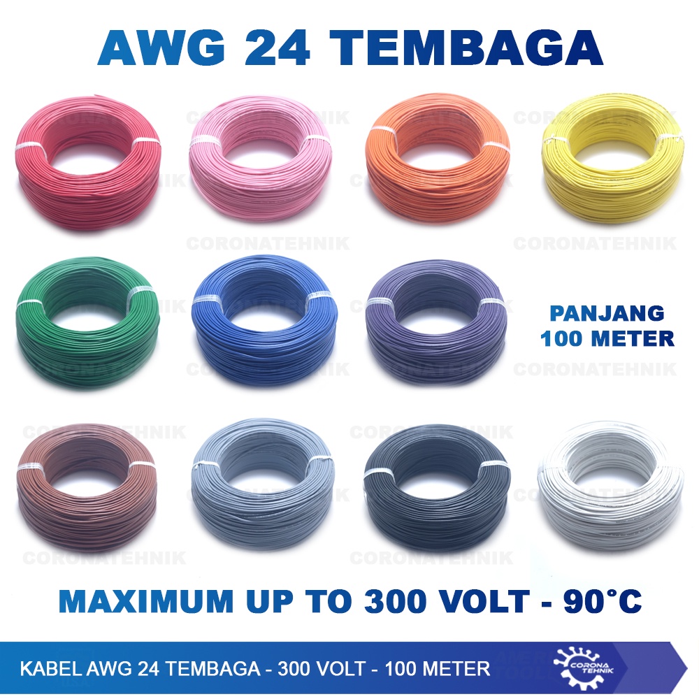 Tembaga Putih ( 100 meter ) Kabel AWG 24