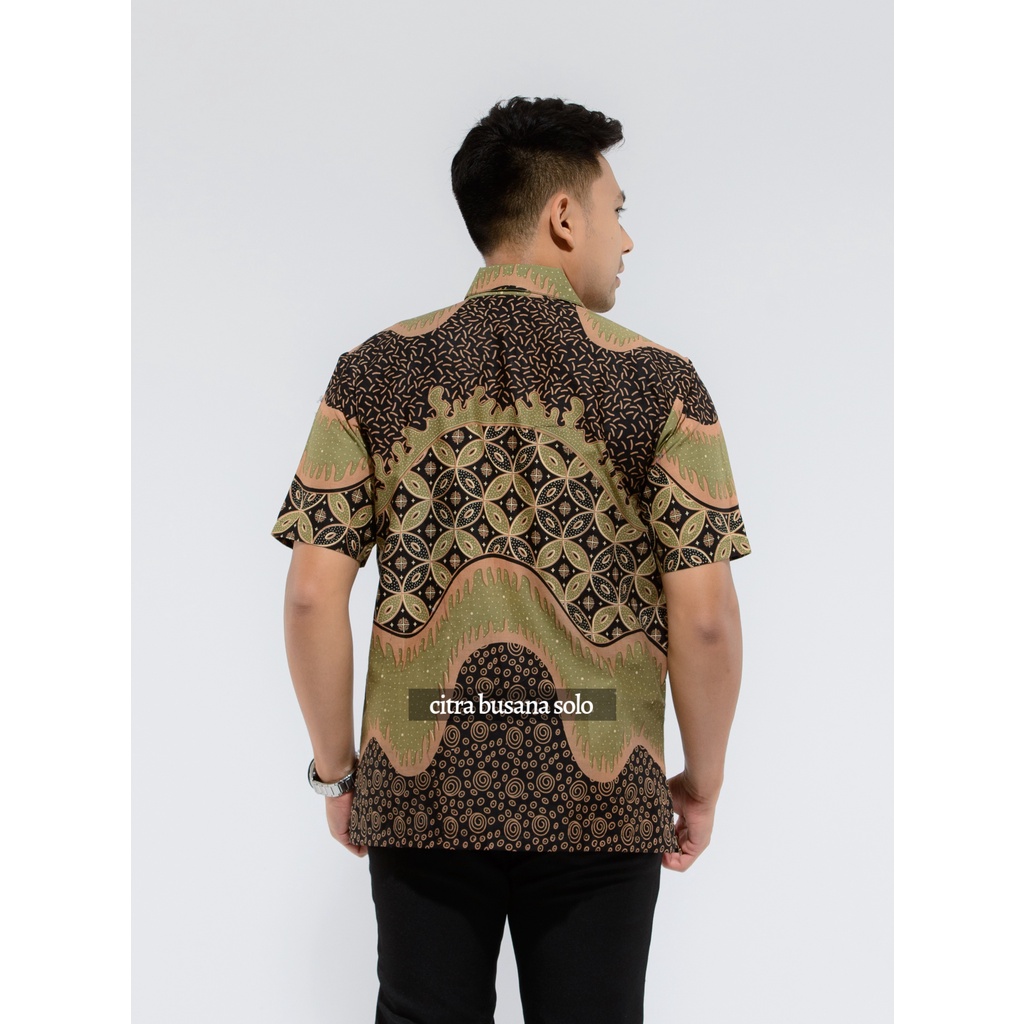 KAWUNG JAYA PENDEK Kemeja Batik Pria Full Furing Bahan Katun Primisima