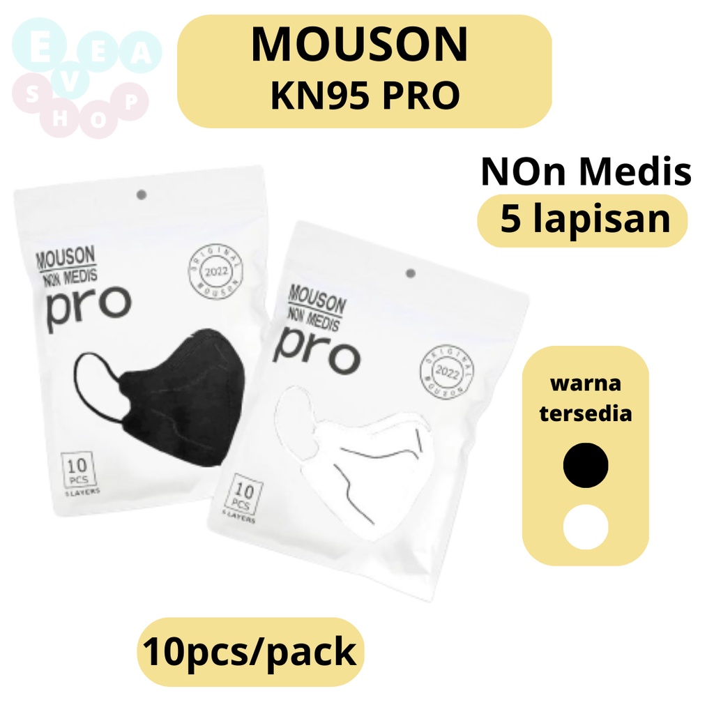 Masker Mouson KN95 Pro Masker Non Medis Sekali Pakai warna putih-hitam