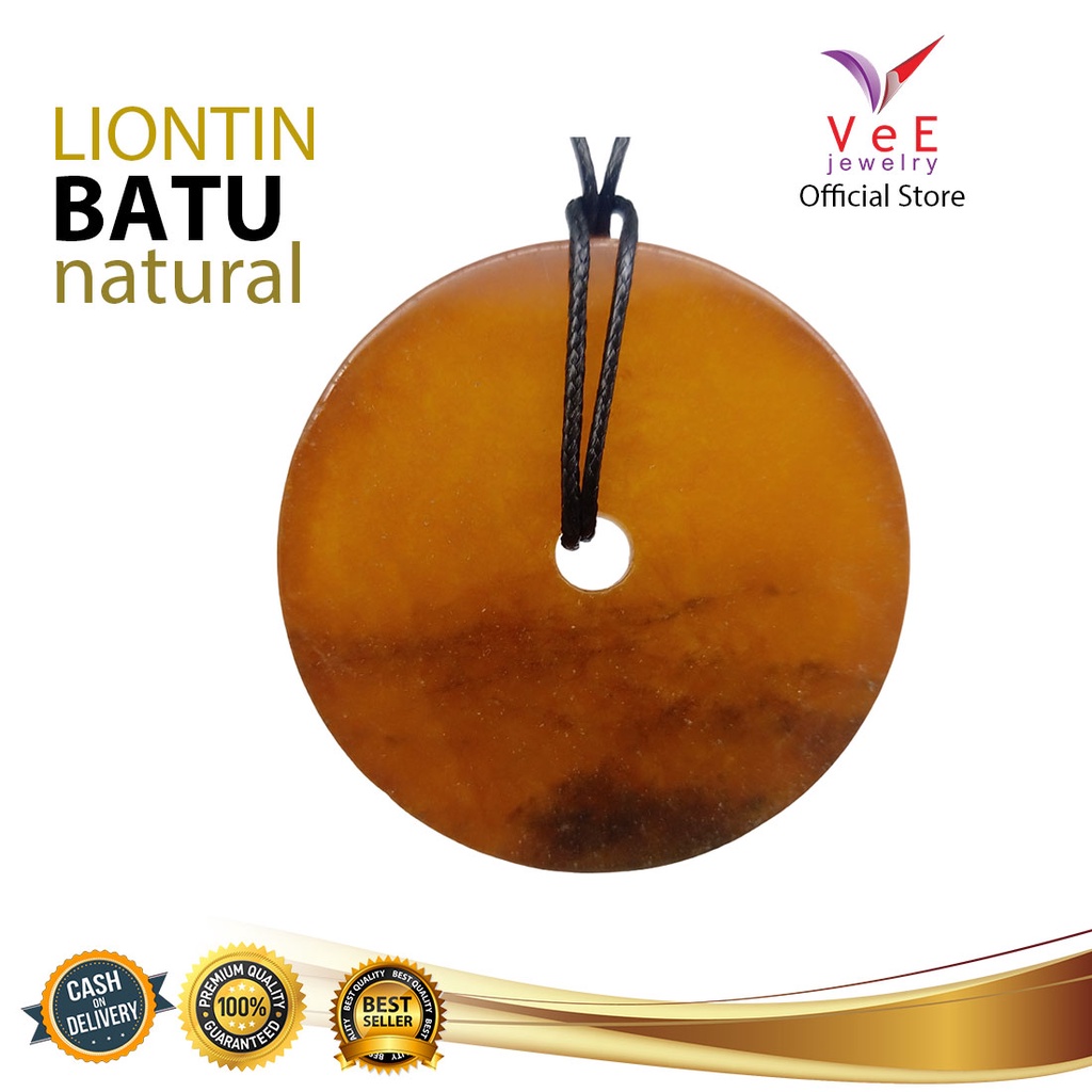 Kalung Liontin Batu Giok Asli Cina Donat Jumbo Coklat - VeE Liontin Terapi Kesehatan