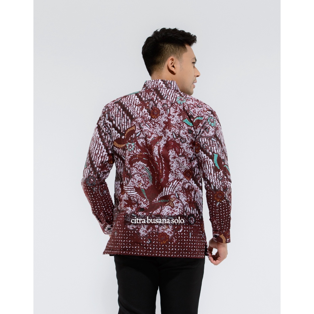 DEWARI MERAH Kemeja Batik Pria Full Furing Bahan Katun Sragenan