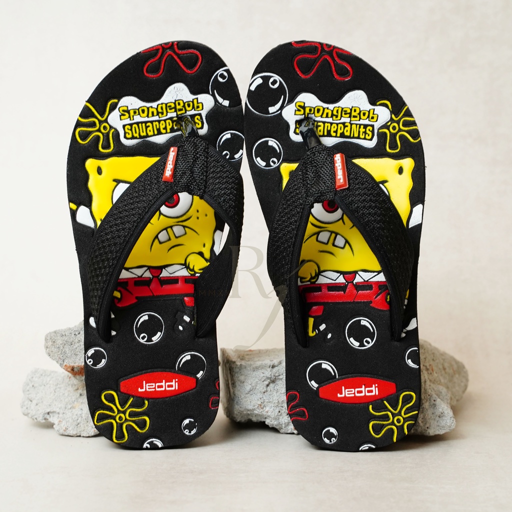 JEDDI [SI - BOB] Sandal Japit Anak Cowok Kartun Sandal Motif Karakter Sendal Flip Flop Anak Laki-laki