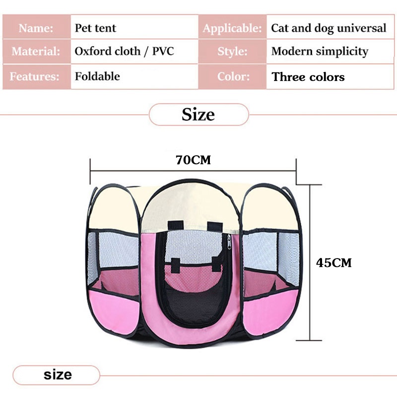 Pagar Tenda Lipat Portabel Dengan 8 Panel Untuk Kucing Anjing Lipat Hewan Bahan Kain / Tenda Hewan